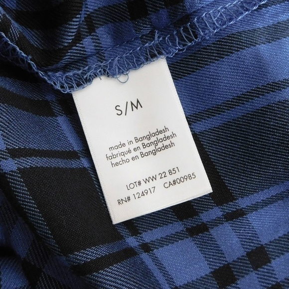 NWT!! WEWOREWHAT Boyfriend Shirt Plaid Navy Blue Collared Oversized Small Medium - Picture 12 of 15